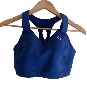 Brooks Moving Comfort Juno Sports Bra 36DD Blue High Impact Racerback 350025